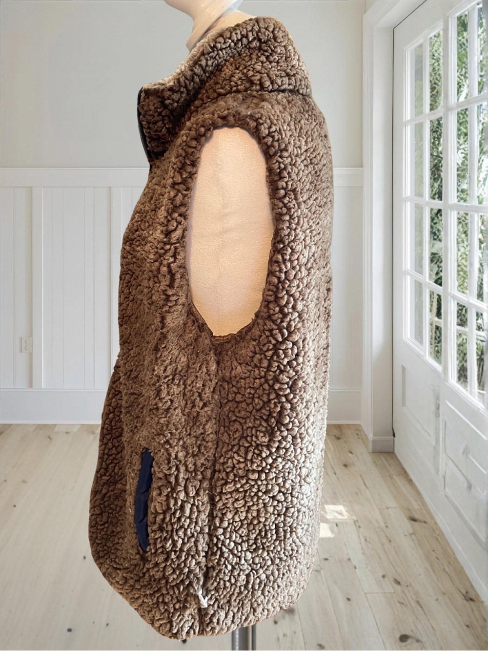 SIMPLY SOUTHERN Women's Brown Sherpa Fleece Vest Full Zip Cozy Outerwear Size L - Picture 5 of 14